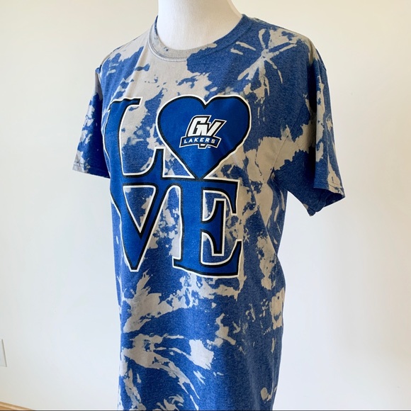 Custom Bleach tie-dyed GVSU college T-shirt size M - Picture 4 of 7